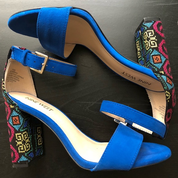 cobalt blue block heel sandals
